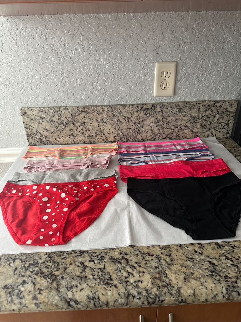 Women’s Assorted Cotton bikinis- Pack of 8 (Red, Pink, Black, Stripe)